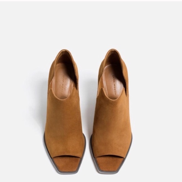 ZARA 100% LEATHER LIMITED EDITION TAN OPEN ANKLE BOOTS BRAND NEW WITH TAGS US 10 - Picture 3 of 3